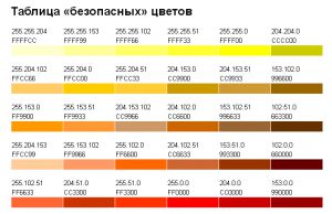 Таблица безопасных цветов